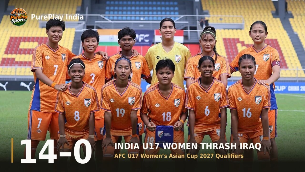 India U17 women's starting XI before the 14-0 win over Iraq in the AFC U17 Women's Asian Cup 2027 qualifiers