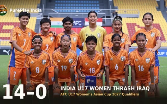 India U17 women's starting XI before the 14-0 win over Iraq in the AFC U17 Women's Asian Cup 2027 qualifiers