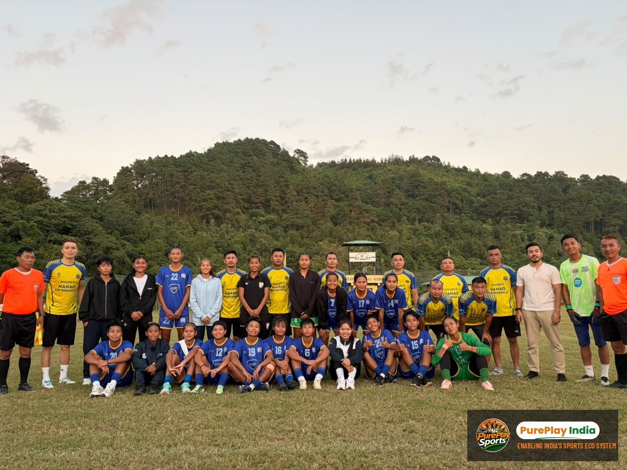 YWC Manipur women's team with PurePlay India's team of former India internationals at Classic Football Academy, Loitang